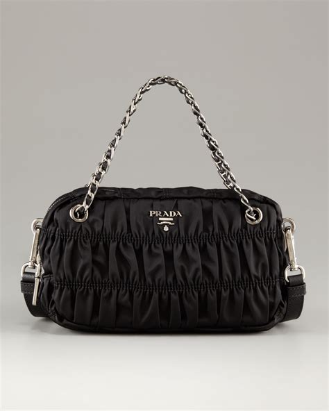 ruched prada shoulder bag|prada bag with small pouch.